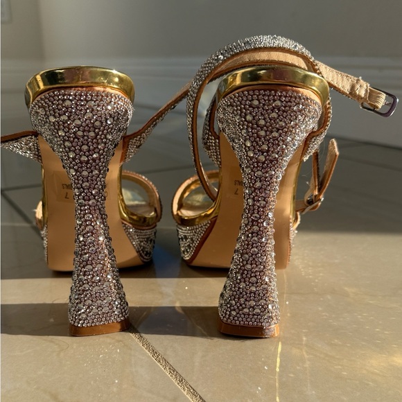 Pleaser Gold and Silver Rhinestone Heels - Picture 2 of 3